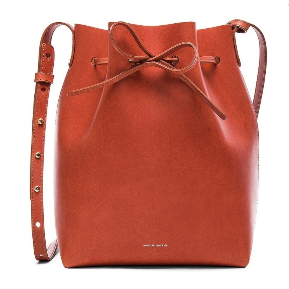 Mansur Gavriel Leather Bucket Bag in Brandy